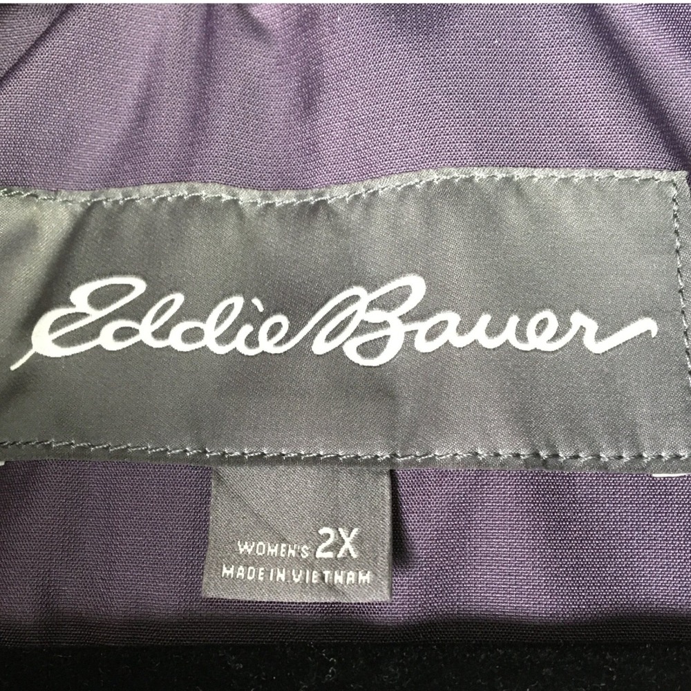Eddie Bauer Girl On The Go Purple Hooded Rain Trench Coat Jacket 7346 Plum 2X - Picture 9 of 11